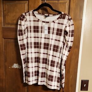 Ann Taylor Factory Plaid Long Sleeve Top